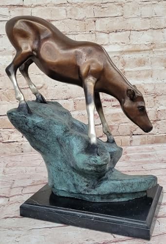 Limned Edition Signed Artist Marius Deer Bronze Sculpture