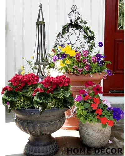 Artificial Geranium Silk Flower Bush Red 19 Inches Set of 2