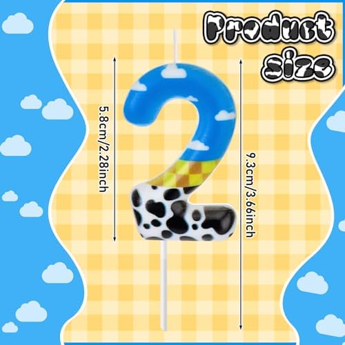 Blue Sky and White Cloud Cow Number 2 Birthday Candle