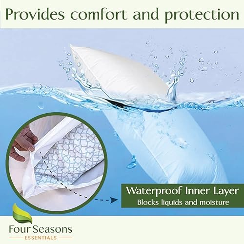 Four Seasons Essentials Waterproof Pillow Protector - Bamboo Viscose Cover