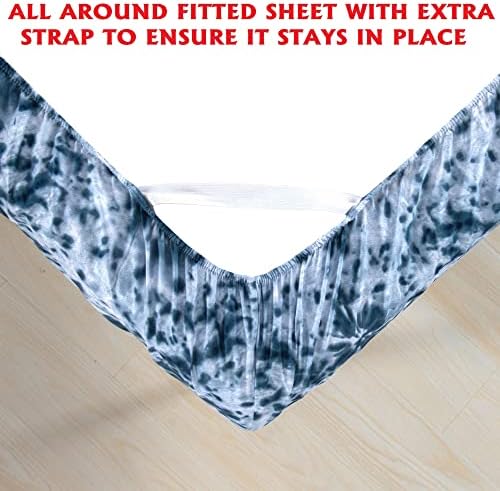 Elegant Comfort Twin XL Luxury Soft Sheets Set Tie Dye Blue