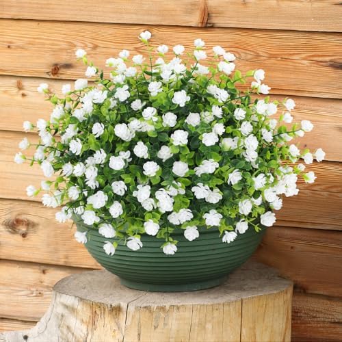 Bassion 20 Bundles Artificial Flowers for Outdoor Decor