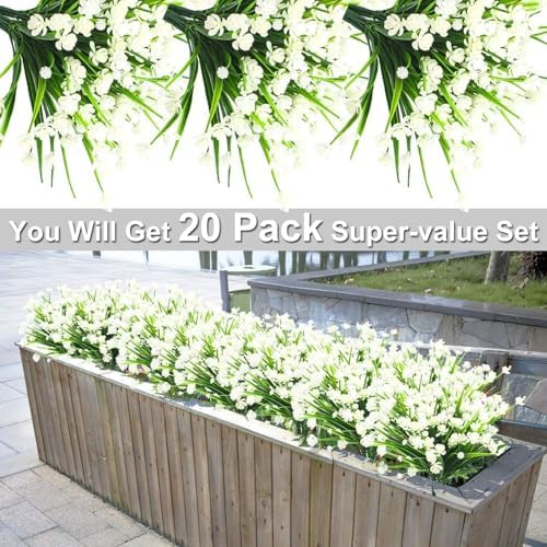 TURNMEON 20 Pcs Artificial White Flowers Set