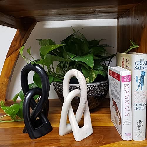 Entwined Love Knot Sculpture 8 Inch Natural Soapstone