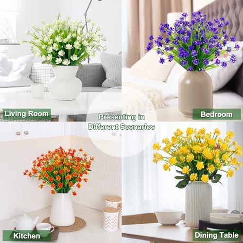 TURNMEON Artificial Flowers 12 Bundles for Outdoor Decor