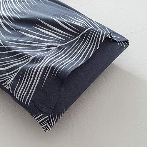 SUSYBAO Cotton Pillowcases Set of 2 Queen Size Blue Botanical Pattern