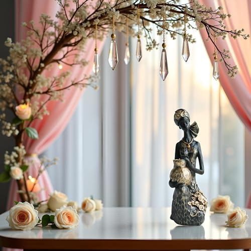 African Lady Statue with Tribal Totem for Home Decoration