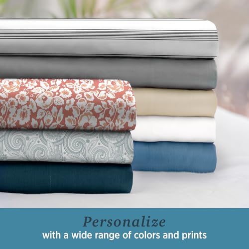 Welhome 100 Cotton Percale 4-Piece Queen Printed Bed Sheet Set