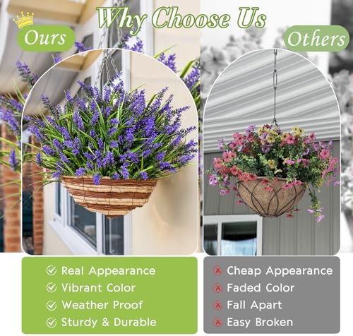 Waipfaru 20 Bundles Artificial Purple Flowers for Outdoor Use