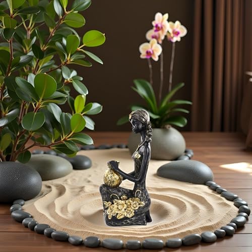African Lady Statue with Tribal Totem for Home Decoration