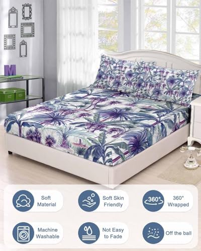 Queen Fitted Sheet Deep Pocket Bed Set with Pillowcases