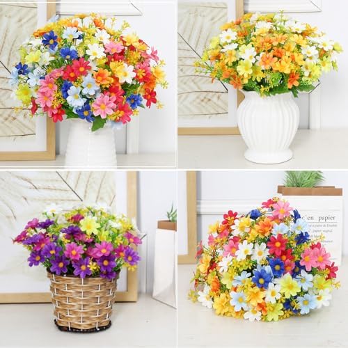 Artificial Daisy Flowers 6 Bundles Red for Home Decor
