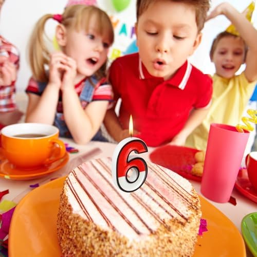 Cartoon Birthday Candle Numeral 6 Cake Topper for Decor