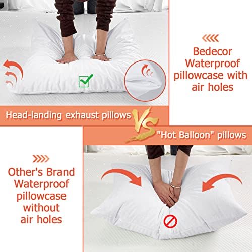 Bedecor Queen Pillow Protector 2 Pack Waterproof with Zipper