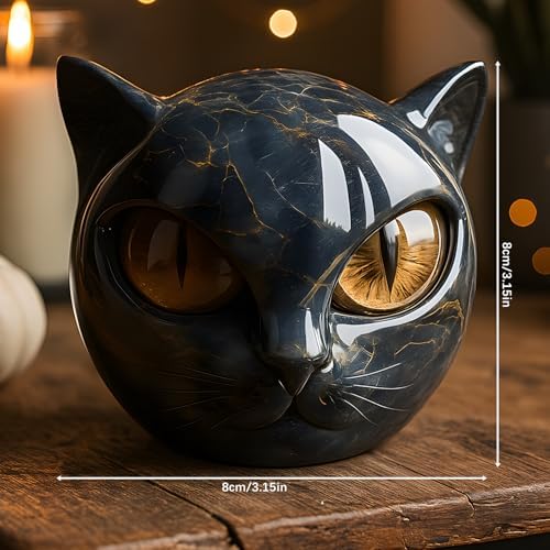 Luxury Black Cat Stone Sculpture 2PCS