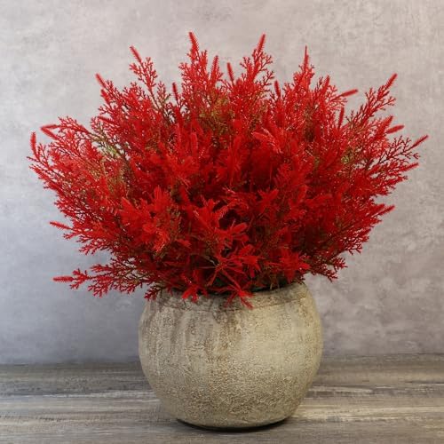 8PCS Artificial Cedar Plants for Home Garden Holiday Decor