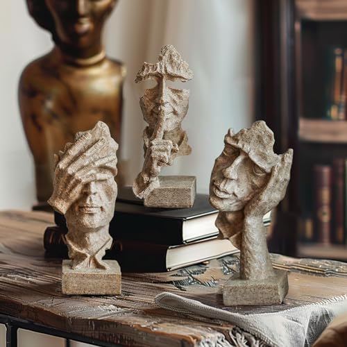 3 Pcs See No Evil Hear No Evil Statue Set