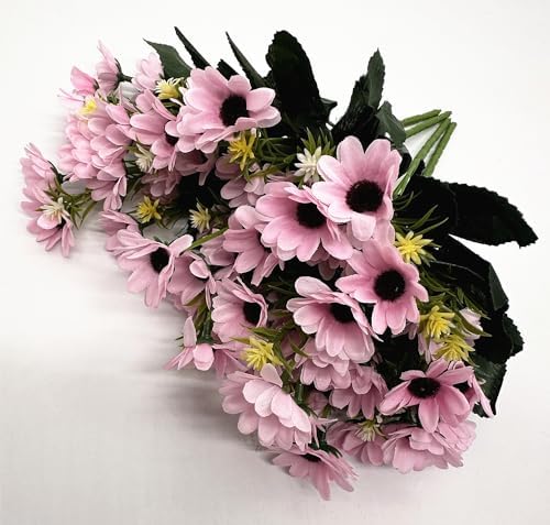 PASYOU Artificial Daisies Flowers 4 Bouquet Pink