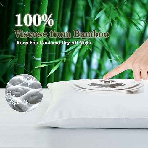 4 Pack Cooling Pillowcases for Hot Sleepers 400 TC Bamboo Viscose