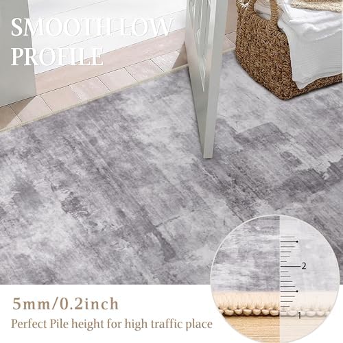 WondRg 5x7 Grey Abstract Area Rug Non-Slip Soft