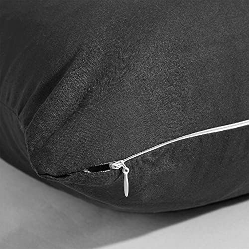 EVOLIVE Soft Brushed Microfiber Pillow Covers 21x54 Pack of 2 Black Zipper Closure