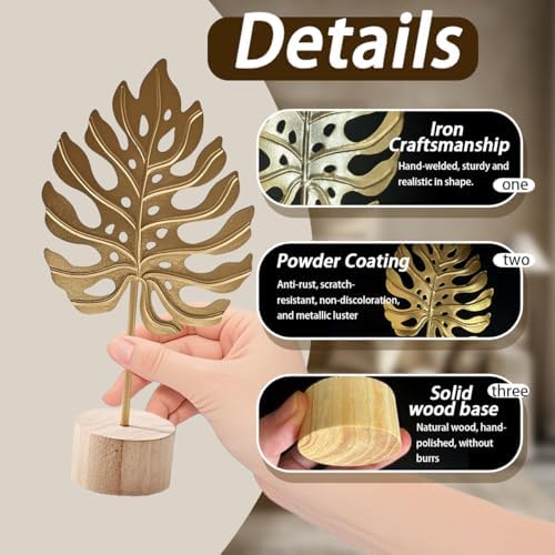 Uimoky Gold Leaf Decor Set 3PCS Modern Sculptures