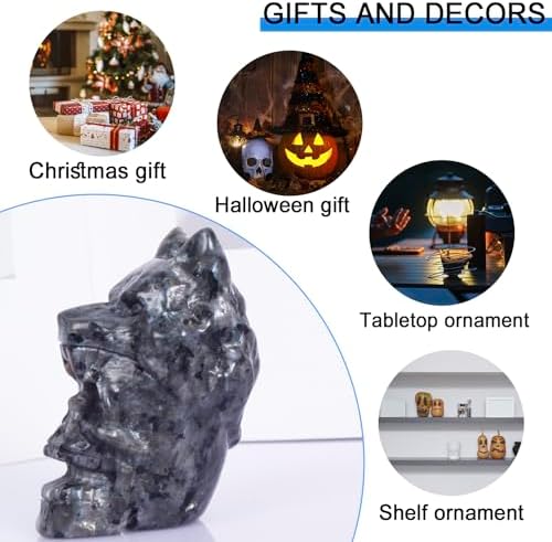 217 Inch Crystal Skull with Wolf Head Decor