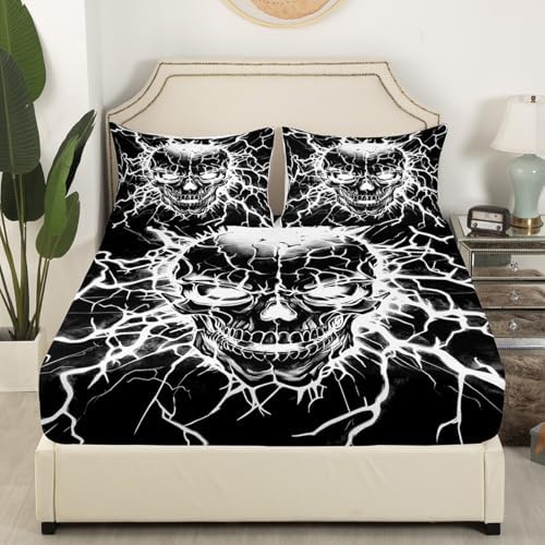Manfei Halloween Fitted Sheet Set with Pillowcases Queen Size