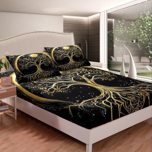 Manfei Tree of Life Fitted Sheet Set Queen Size