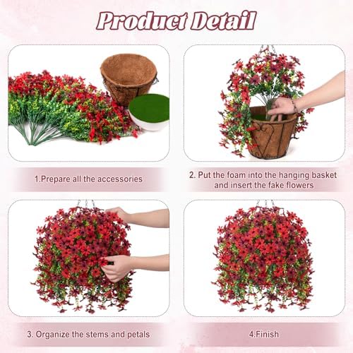INXUGAO Artificial Hanging Flower Basket with Faux Silk Daisies