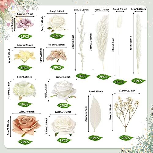 33 PCS Boho Cake Topper Decorations Light Brown White