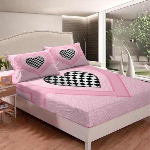 Manfei Racing Checkered Flag Fitted Sheet Set Queen Size