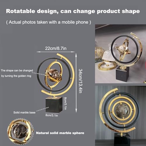 Modern Abstract Metal Marble Sculpture Decor
