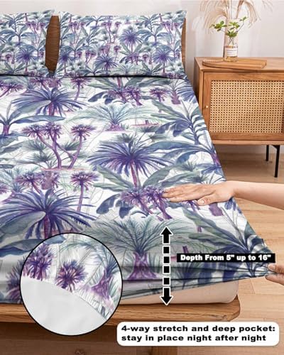 Queen Fitted Sheet Deep Pocket Bed Set with Pillowcases