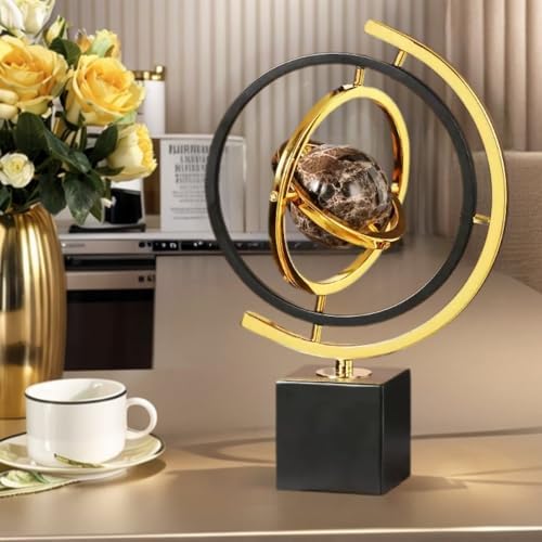 Modern Abstract Metal Marble Sculpture Decor