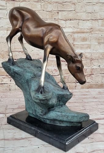 Limned Edition Signed Artist Marius Deer Bronze Sculpture