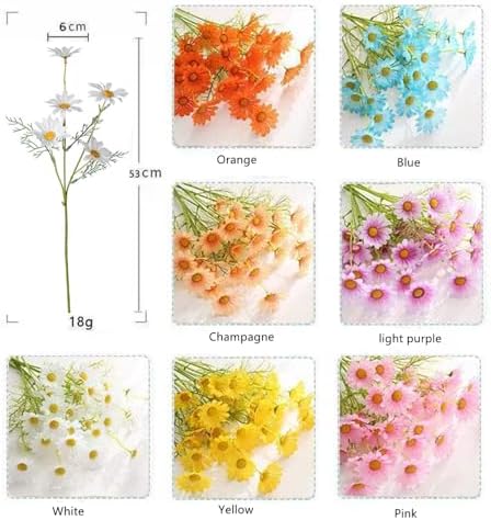 NatureMan Artificial Daisy Flowers 16 Bundles UV Resistant