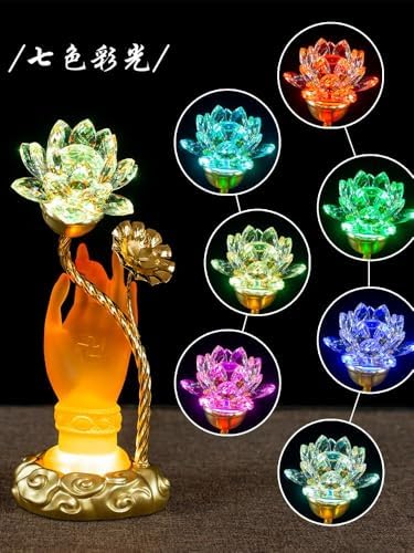 Crystal Lotus Lamp with Yellow Light for Home Dcor