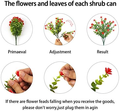DRT DERUITAI Artificial Flowers Outdoor Red