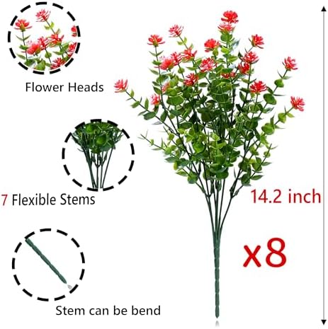 SITUMEIZI 8 Bundle Artificial Flowers UV Resistant