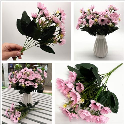 PASYOU Artificial Daisies Flowers 4 Bouquet Pink