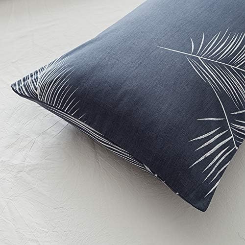 SUSYBAO Cotton Pillowcases Set of 2 Queen Size Blue Botanical Pattern