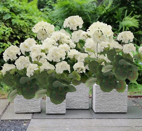 3Pcs Artificial Geraniums Silk Flowers UV Resistant