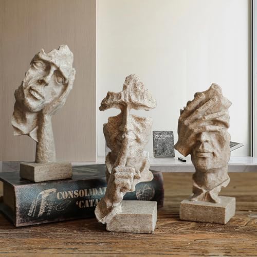 3 Pcs See No Evil Hear No Evil Statue Set