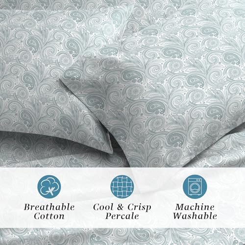 Welhome 100 Cotton Percale 4-Piece Queen Printed Bed Sheet Set