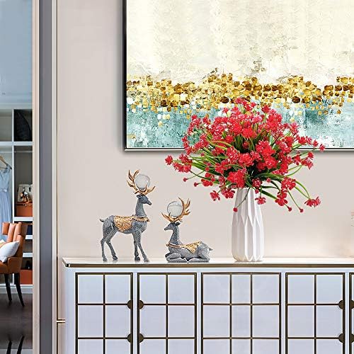 Grunyia Artificial Flowers 20 Bundles Red UV Resistant Garden Dcor