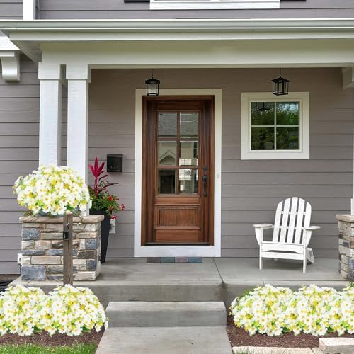 10 Bundles White Fake Flowers for Outdoor Decor