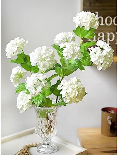 FiveSeasonStuff Summer White Snowball Viburnum Artificial Flowers 2 Stems
