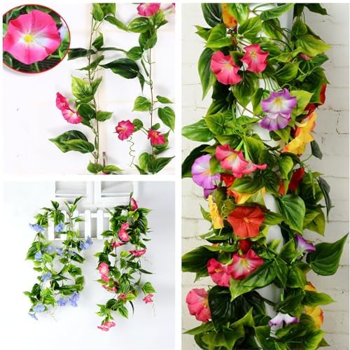 PASYOU Artificial Morning Glory Flower Vines 2 Pack