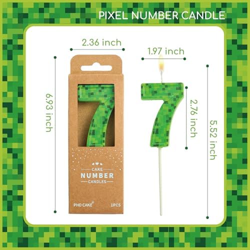 PHD CAKE 276 Inch Number 7 Pixel Birthday Candles 1
